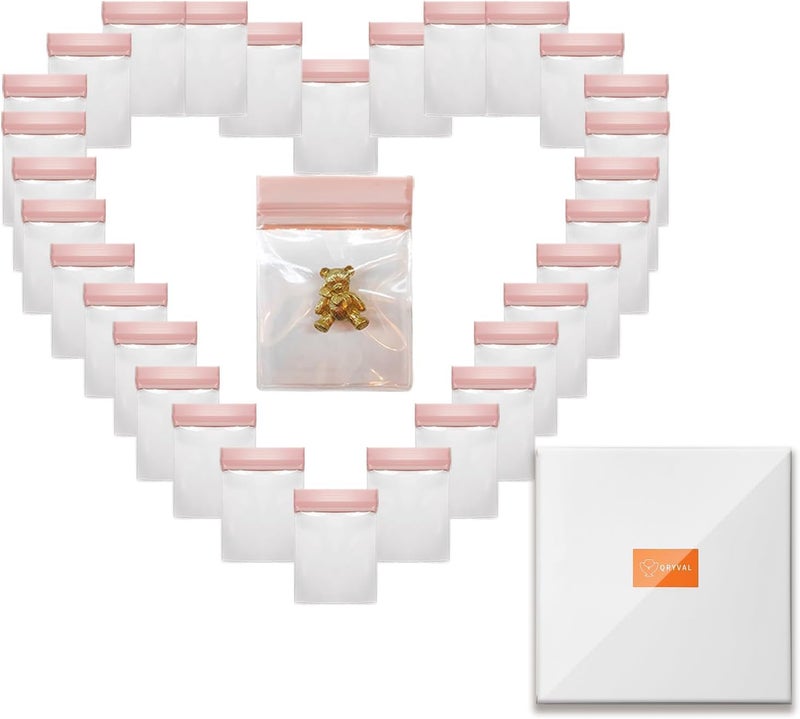 Qryval 30 PCS Clear Plastic EVA Anti Tarnish Jewelry Storage Bags, Zip Ziplock Jewelry Pouches for Selling & Gift, Little Mini Travel Organizer for Ring Earing Chain Bracelet (M) - Image 1